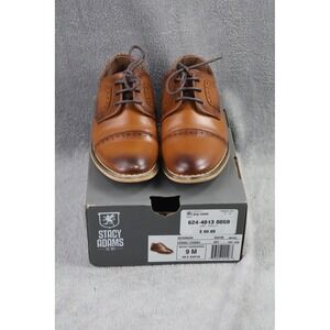 Stacy Adams Dickinson Dress Shoes Boys Size 9 Brown Cap Toe Brogue Oxford Cognac